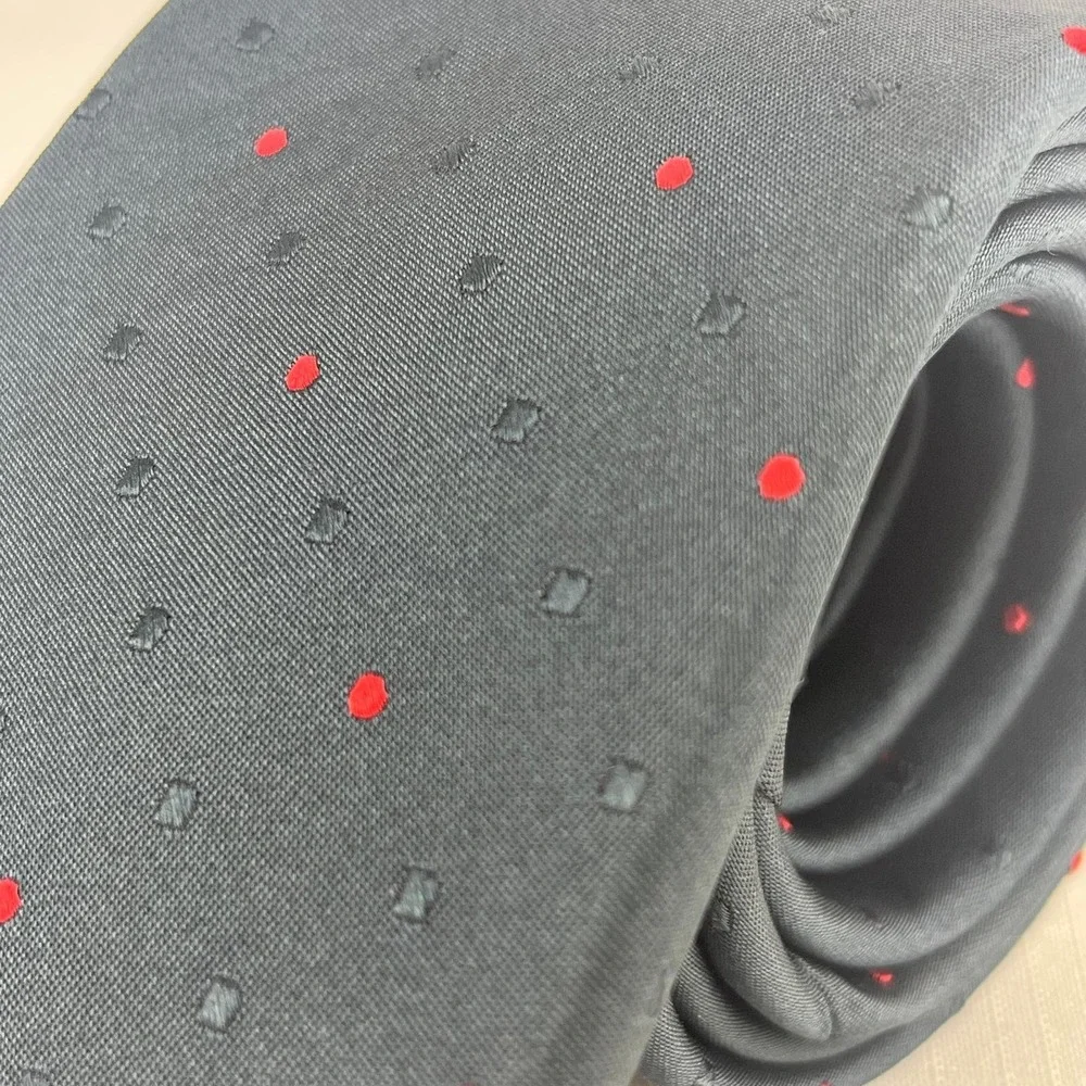 Lubin's Westchester Silk Tie Black Red Polka Dot 3